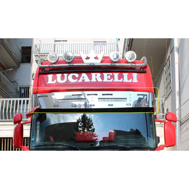 VISIERA INOX SOSTITUTIVA CON 5 TAGLI PER FANALI ORIGINALI SCANIA NEW GENERATION + 7 TAGLI LED DA INCASSO SCANIA L