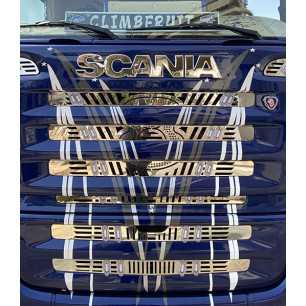 STAINLESS STEEL MASK KIT WITH V8 LOGO WITH 26 RECESSED LED CUTS SCANIA R