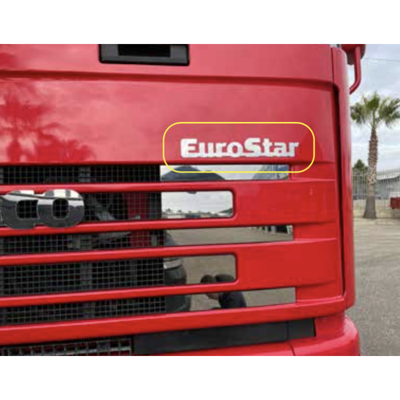 STAINLESS STEEL LETTERING ABOVE IVECO EUROSTAR MATTE