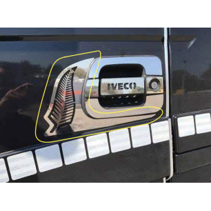 KIT PLACCHETTE INOX PER CONTORNO MANIGLIA CON FOGLIA E SCRITTA “IVECO” 2 PZ IVECO EUROSTAR