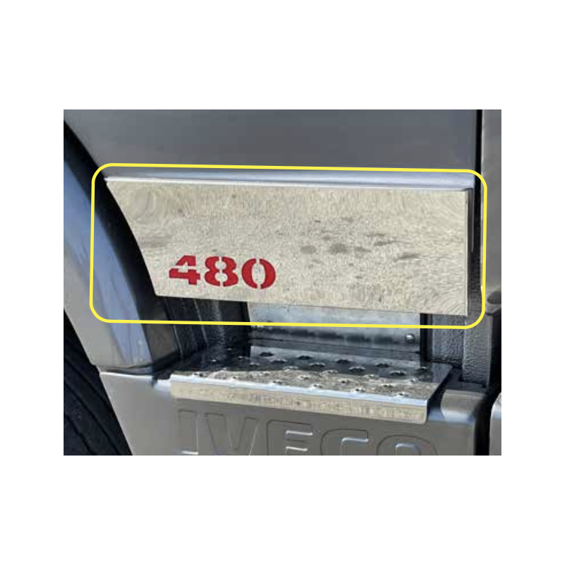 STAINLESS STEEL PLATES FOR UNDER DOORS WITH "480" LETTERING IVECO TURBOSTAR
