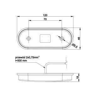 Fanale d'Ingombro a LED - rounded / Disegno Tecnico