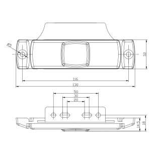 Fanale d'Ingombro a 4 LED - Classic - Misure