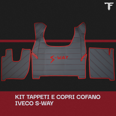 Set Tappeti Grigio scuro e Rosso - Righe | Iveco S-Way